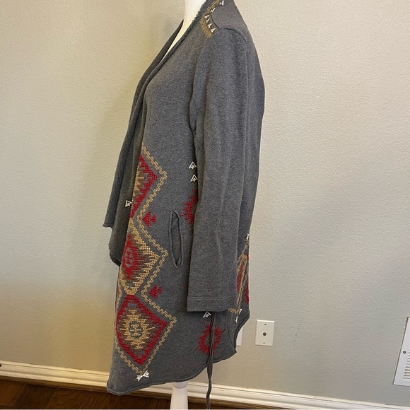 Johnny Was Aztec Gray Patterned Cardigan Sweater Women's Size Small - Picture 9 of 16